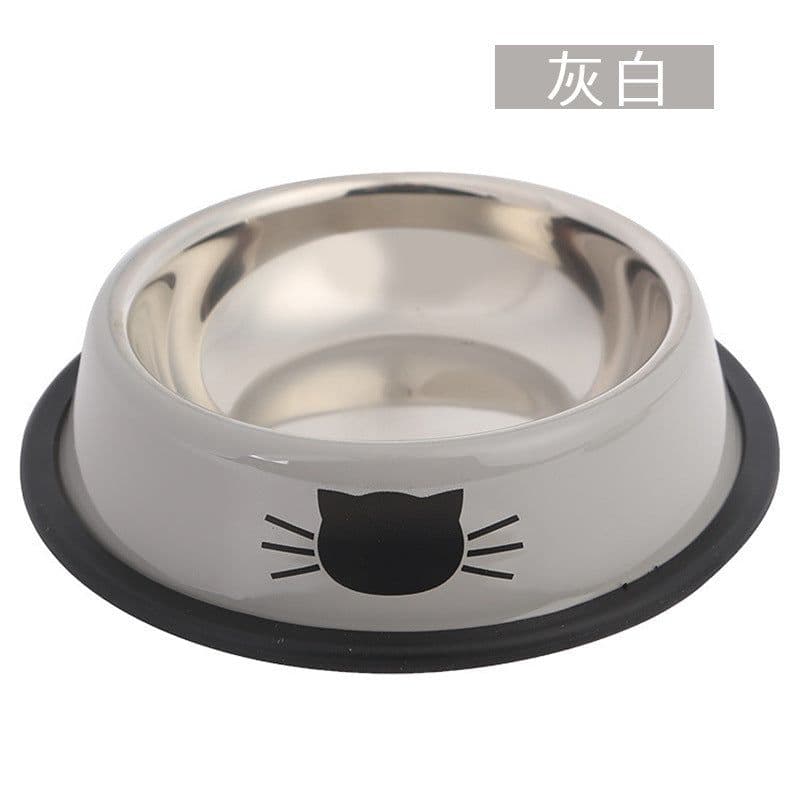 image-Stainless Steel Pet Bowl Round Cat Dog Food Bowl Green