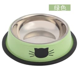 image-Stainless Steel Pet Bowl Round Cat Dog Food Bowl Green