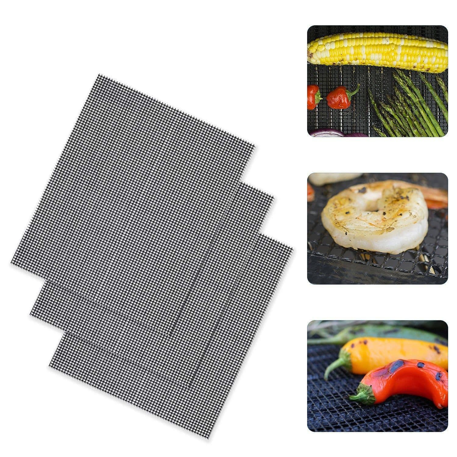 image-Teflon BBQ Grill Mat Non-Stick Heat Resistant Mesh