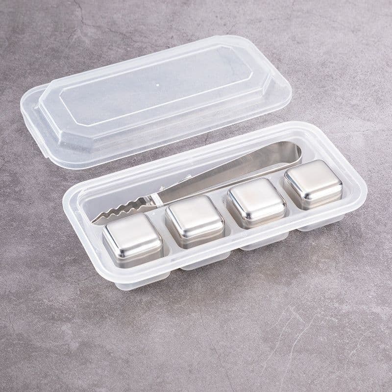image-304 Stainless Steel Ice Cubes Set with Clip for Whiskey