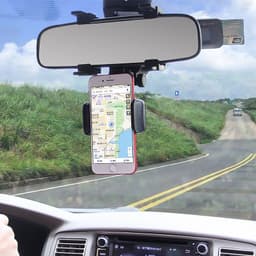 image-Car Rearview Mirror Phone Holder Universal Mount Bracket