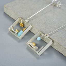 image-S925 Sterling Silver Lazy Cat Tianhe Stone Earrings Women
