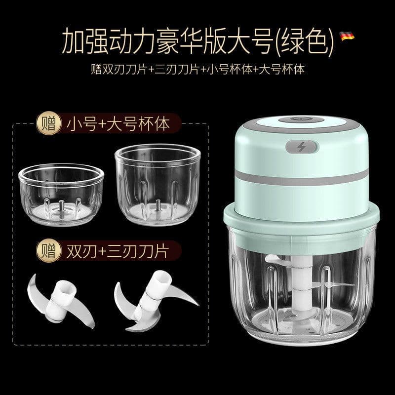 image-Electric Garlic Masher Rechargeable Mini Food Chopper 300ml Green
