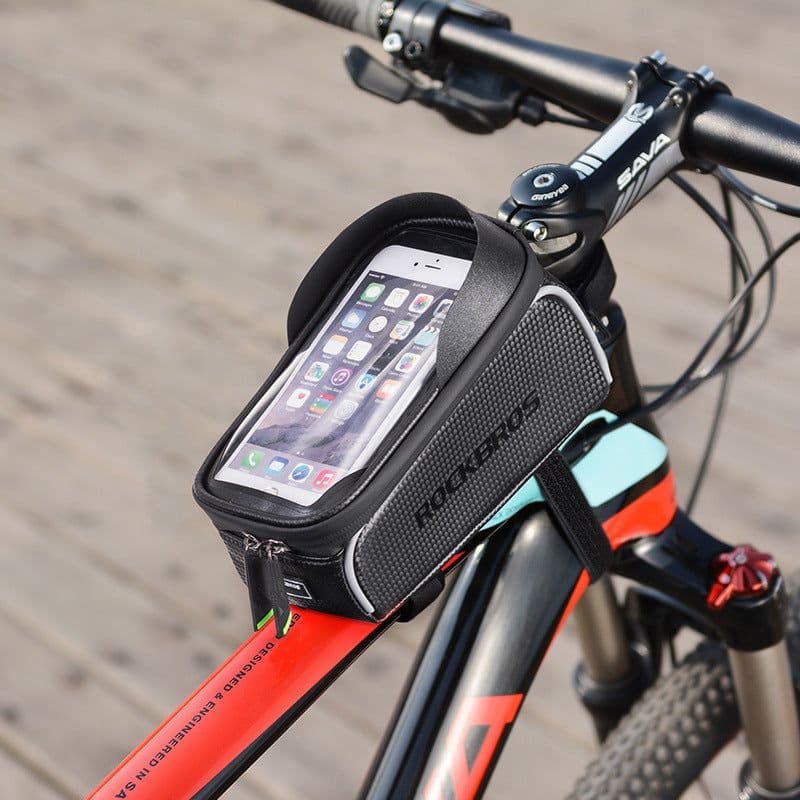 image-ROCKBROS Bicycle Front Tube Bag Waterproof Touch Screen 6.0 017-1BK