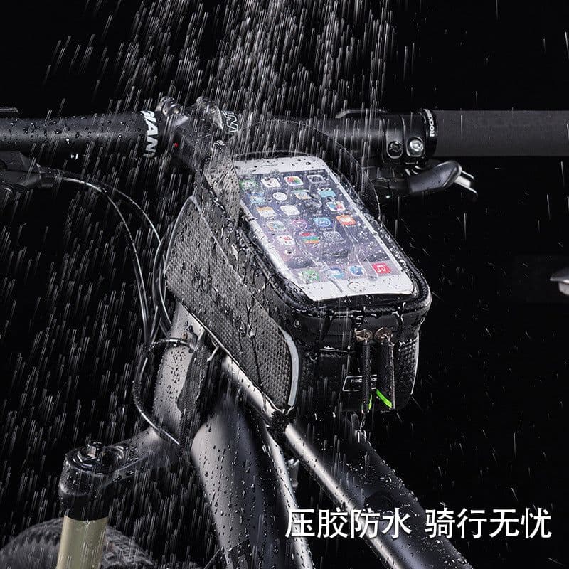 image-ROCKBROS Bicycle Front Tube Bag Waterproof Touch Screen 6.0 017-1BK