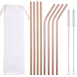 image-304 Stainless Steel Straw Set - 8 Piece Reusable Metal Straws