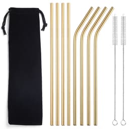 image-304 Stainless Steel Straw Set - 8 Piece Reusable Metal Straws