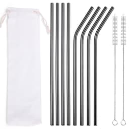 image-304 Stainless Steel Straw Set - 8 Piece Reusable Metal Straws