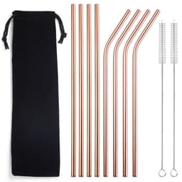 image-304 Stainless Steel Straw Set - 8 Piece Reusable Metal Straws