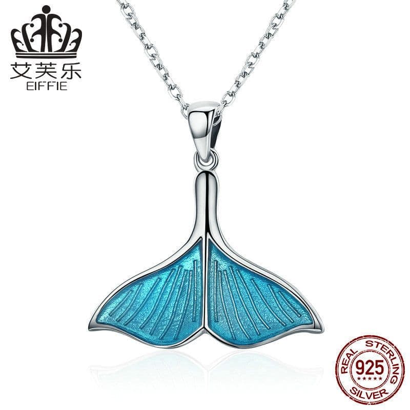 image-Evelyn S925 Sterling Silver Whale Tail Earrings Necklace Set