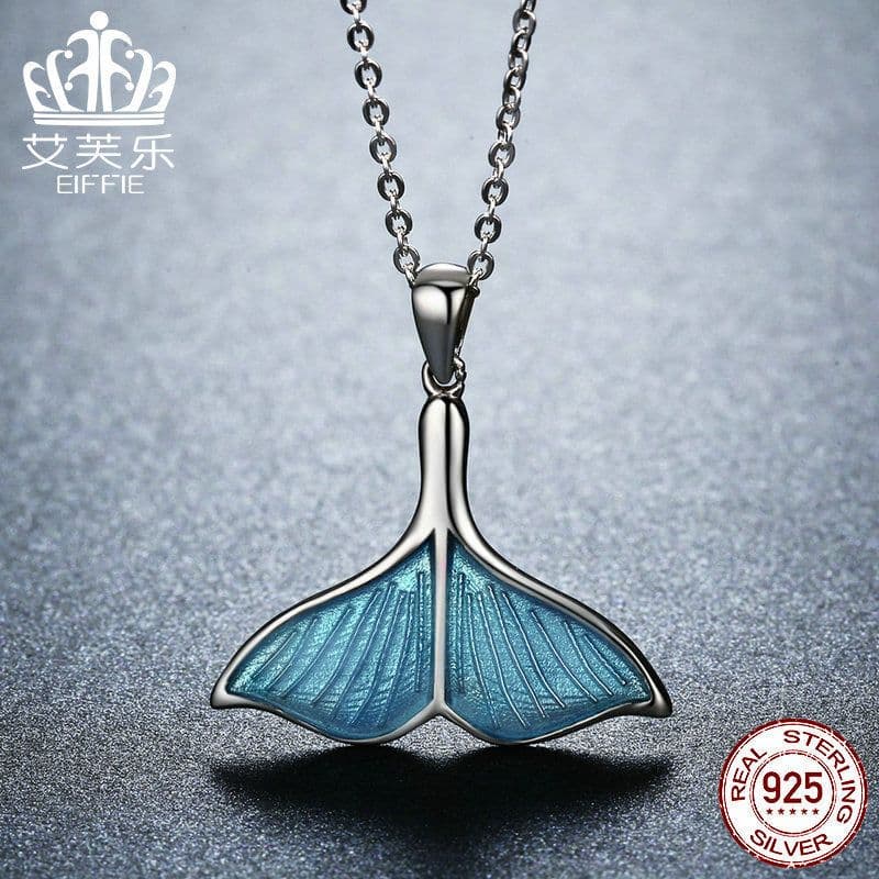 image-Evelyn S925 Sterling Silver Whale Tail Earrings Necklace Set