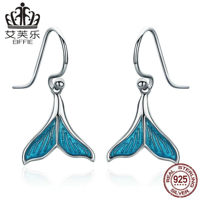 image-Evelyn S925 Sterling Silver Whale Tail Earrings Necklace Set