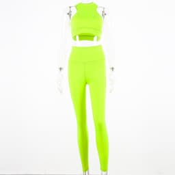 image-Women's Polyester Yoga Fitness Vest Suit Solid Color Activewear