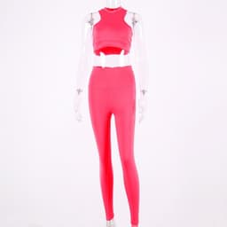 image-Women's Polyester Yoga Fitness Vest Suit Solid Color Activewear