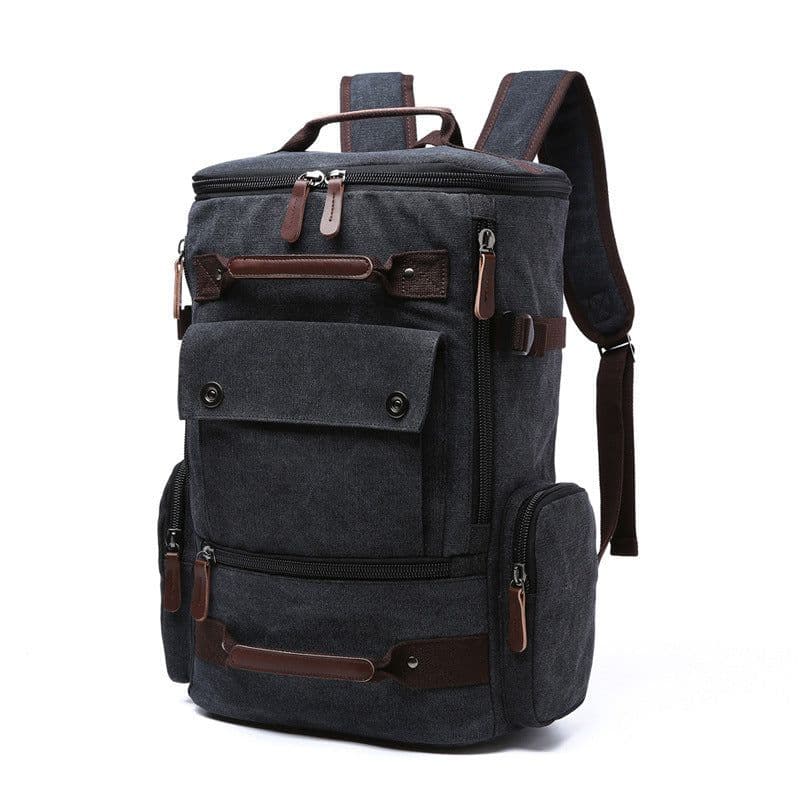 image-Canvas Backpack Large Capacity 20-35L Computer Bag Travel Rucksack