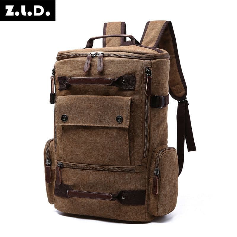 image-Canvas Backpack Large Capacity 20-35L Computer Bag Travel Rucksack
