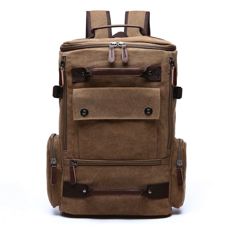 image-Canvas Backpack Large Capacity 20-35L Computer Bag Travel Rucksack