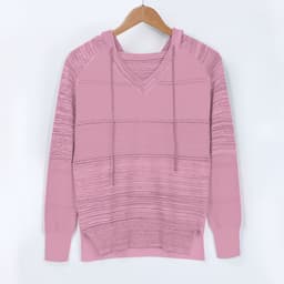 image-Women's V-Neck Striped Knit Sweater Long Sleeve Pullover