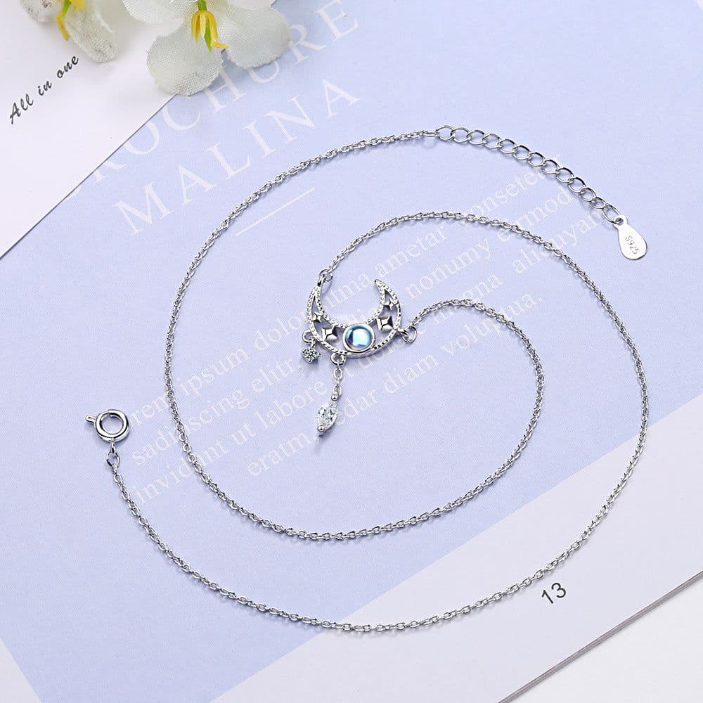 image-Moon Pendant Necklace Copper Chain Korean Style Geometric Design