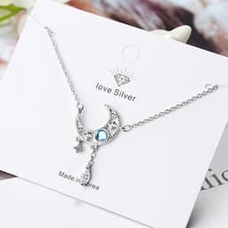 image-Moon Pendant Necklace Copper Chain Korean Style Geometric Design