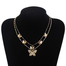 image-Women's Butterfly Pendant Multi-Layer Necklace Alloy Plated
