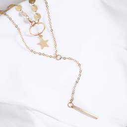 image-Sequin Star Tassel Double Layer Clavicle Necklace X195
