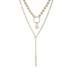 image-Sequin Star Tassel Double Layer Clavicle Necklace X195
