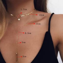 image-Sequin Star Tassel Double Layer Clavicle Necklace X195