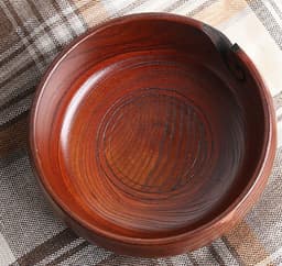 image-Three Apricot Bamboo Yarn Bowl with Lid - Round Storage Bowl