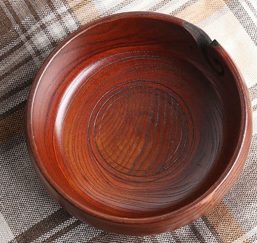 image-Three Apricot Bamboo Yarn Bowl with Lid - Round Storage Bowl