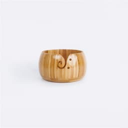 image-Three Apricot Bamboo Yarn Bowl with Lid - Round Storage Bowl