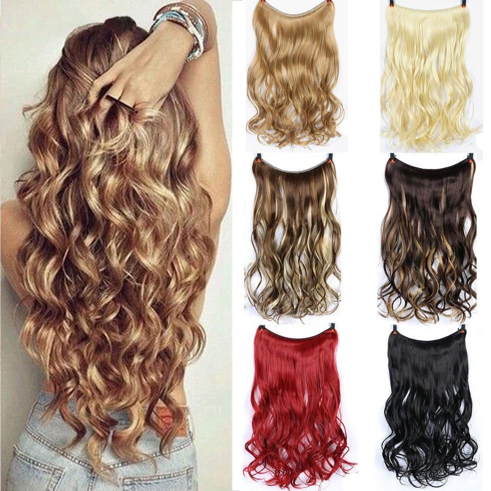 image-Seamless Wig Hair Extension Piece - Straight & Curly Styles