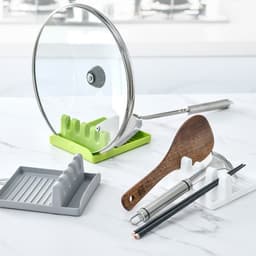 image-Kitchen Pot Lid and Utensil Holder Rack - Multi-Function Storage