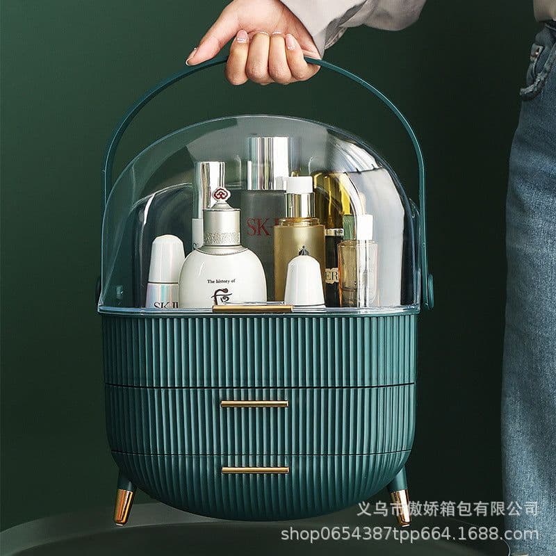 image-Proud Cosmetics Storage Box with Lid 35L Desktop Organizer White
