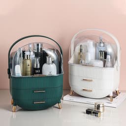 image-Proud Cosmetics Storage Box with Lid 35L Desktop Organizer White