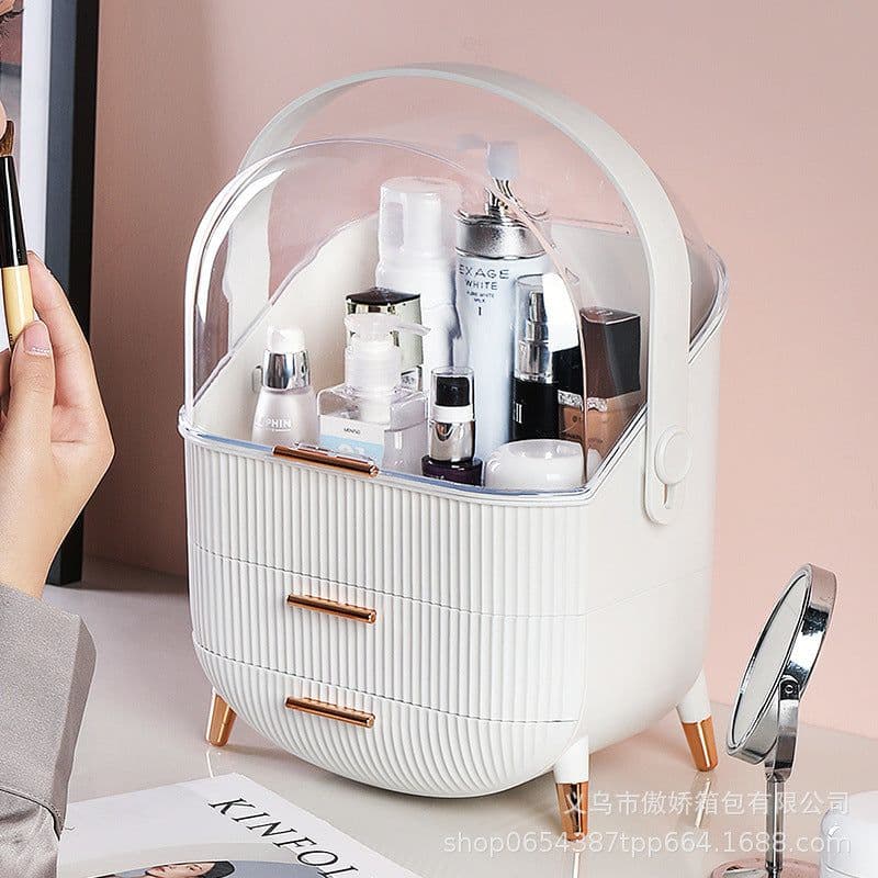 image-Proud Cosmetics Storage Box with Lid 35L Desktop Organizer White