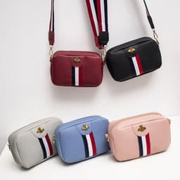 image-Women's PU Small Square Crossbody Bag with Phone Pocket Pink