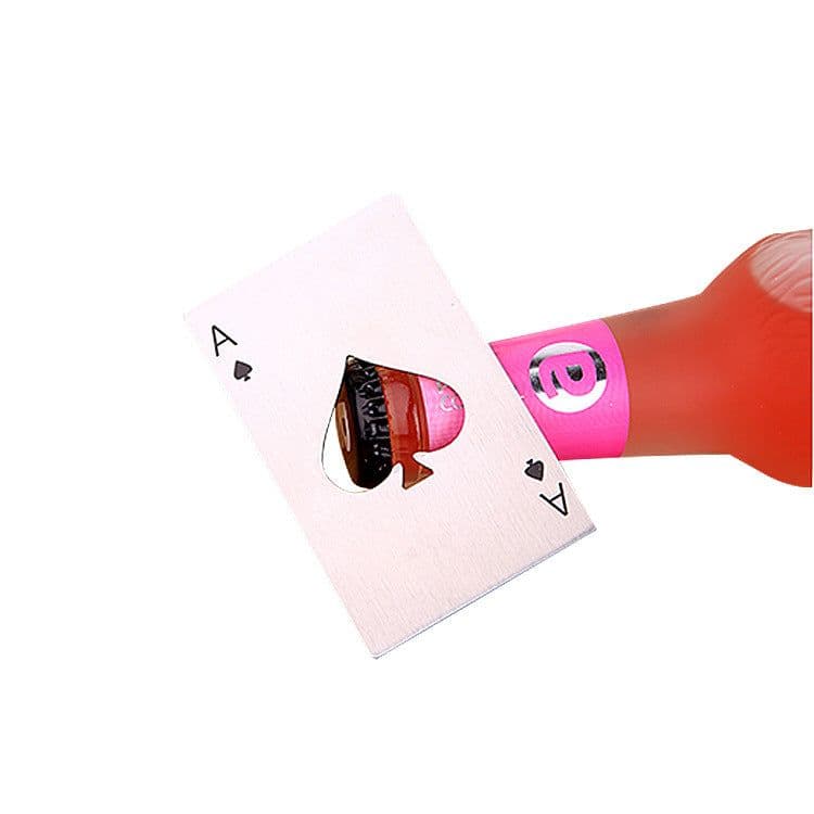 image-Stainless Steel Playing Card Spades A Bottle Opener