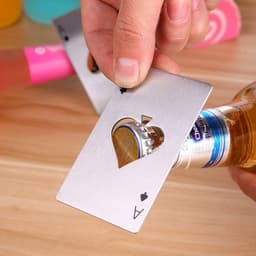 image-Stainless Steel Playing Card Spades A Bottle Opener