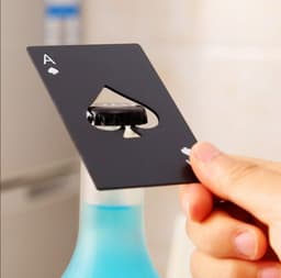 image-Stainless Steel Playing Card Spades A Bottle Opener