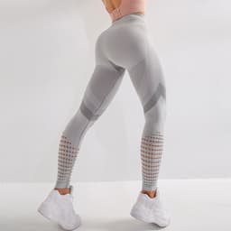 image-Women's High Waist Yoga Pants Hollow Out Striped Leggings