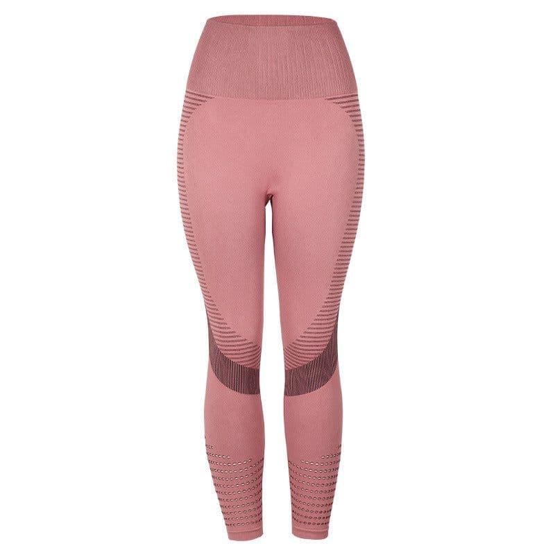 image-Women's High Waist Yoga Pants Hollow Out Striped Leggings