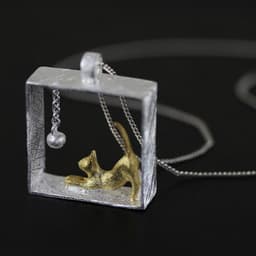 image-S925 Sterling Silver Cat Pendant for Women