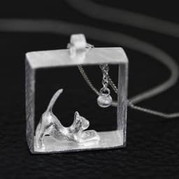 image-S925 Sterling Silver Cat Pendant for Women