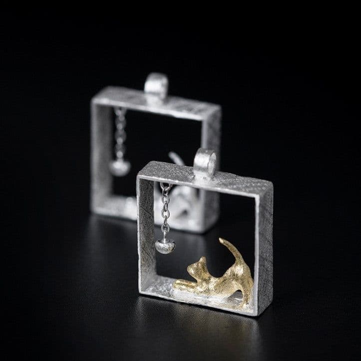 image-S925 Sterling Silver Cat Pendant for Women