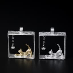 image-S925 Sterling Silver Cat Pendant for Women
