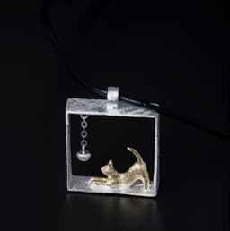 image-S925 Sterling Silver Cat Pendant for Women