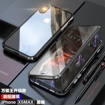 image-Yinghuiyicolour Magnetic Metal Glass Case for iPhone 12 Pro Max 11 XS 7 8 Plus