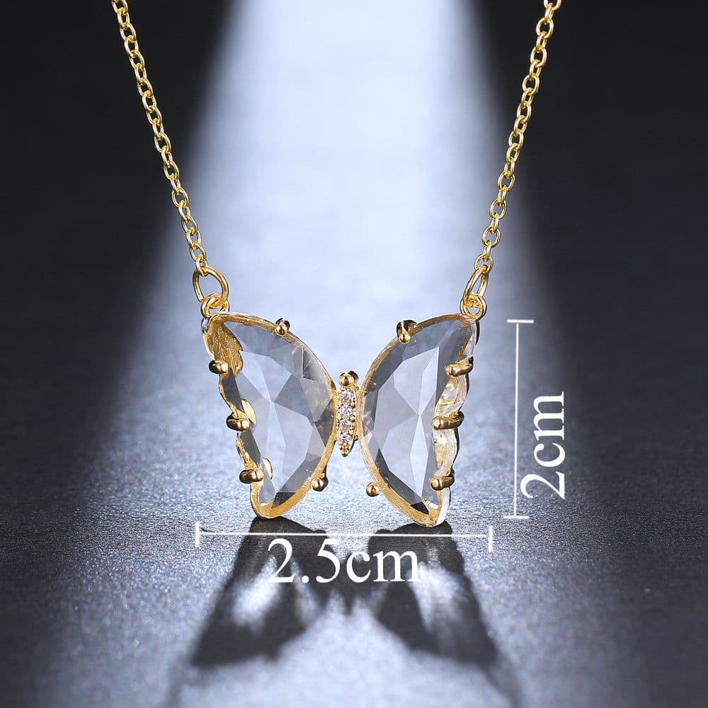 image-Women's Butterfly Crystal Zircon Necklace Clavicle Chain XT-G234