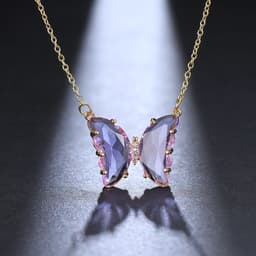 image-Women's Butterfly Crystal Zircon Necklace Clavicle Chain XT-G234